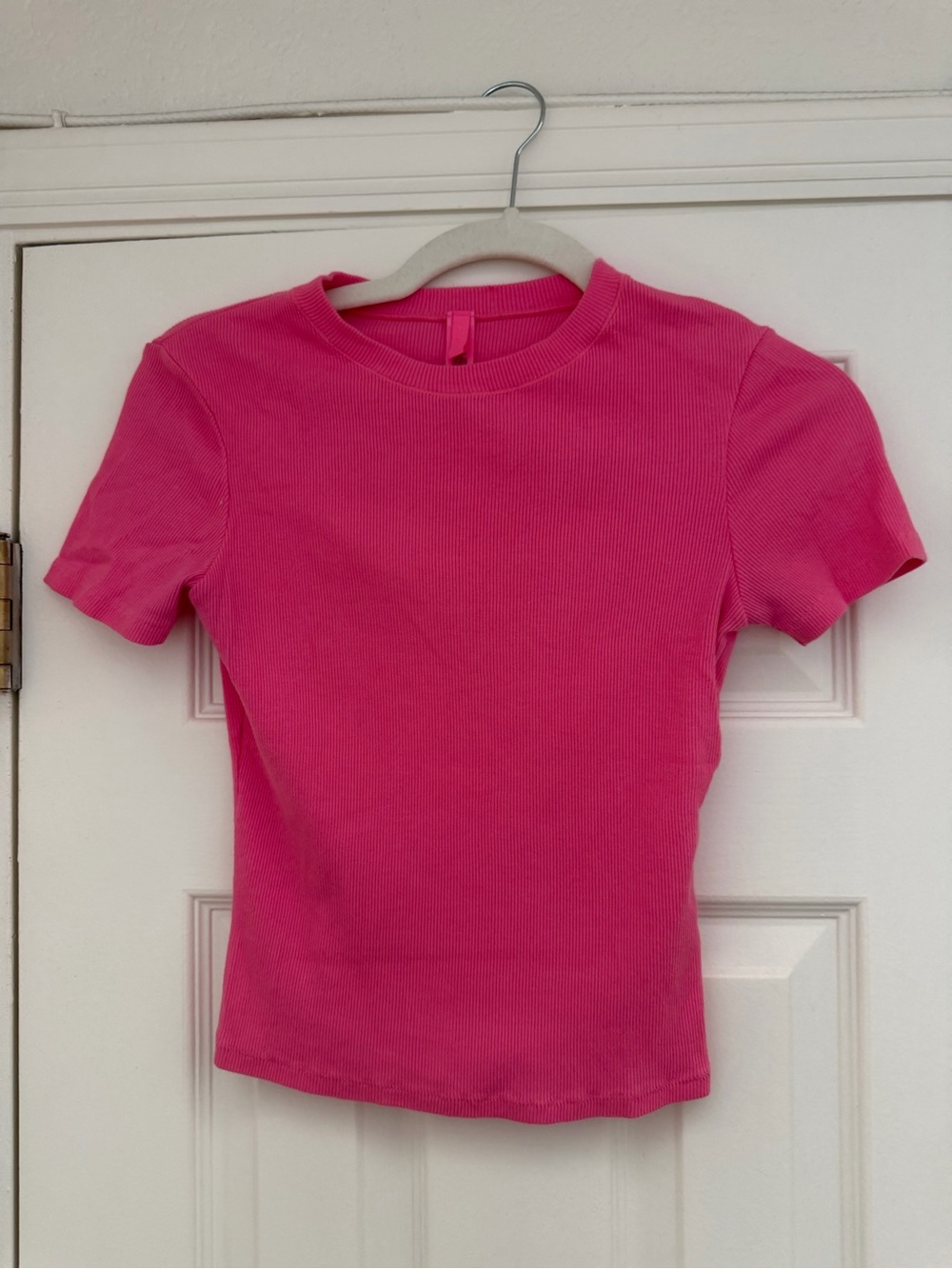 Skims pink cotton rib tee, small